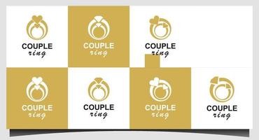 conjunto vector de diseño de logotipo de anillo de pareja