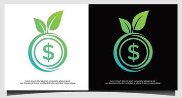 circle dollar currency financial money price economy with leaf green image vector icon logo symbol