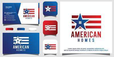 American flag house home mortgage logo vector