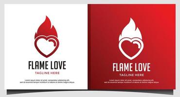 Fire Flame love logo design vector