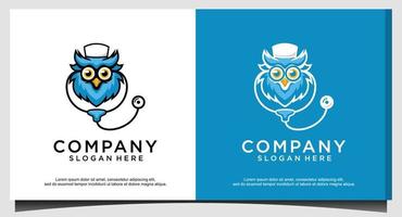 doctor owl logo design vector