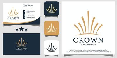 luxury crown with line art logo design vector