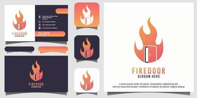 Fire door flame logo design vector