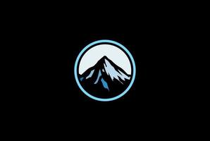 circular hielo nieve montaña pico cumbre colina para aventura logo diseño vector