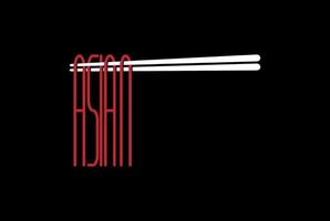 Chopsticks with Noodle Asian Restaurant Text Font Type Word Typography Logo Design Vector