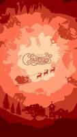 Merry Christmas Rounded Background Vector Illustration with paper art and craft style