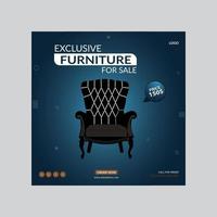 Minimalist furniture sale banner or social media post template Pro Vector