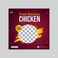 promoción de menú de comida de pollo plantilla de banner de redes sociales pro vector