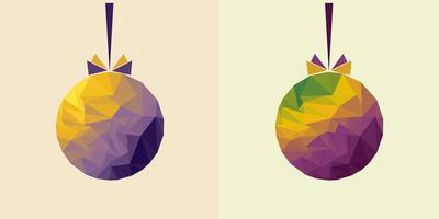 a pair of low-poly colorful balls composition of triangles - a ball of colored gradient triangles of purple color vector