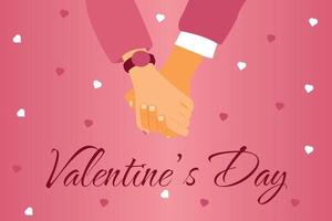Couple Holding Hands to Celebration Valentines Day Illustarion Vector. vector