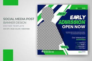 Kids back to school social media post school admission web banner template pro download vector