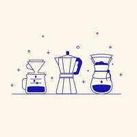 ilustración vectorial cómo hacer café. aislado con fondo. vector