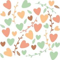 Pattern with hearts and plants. The drawing can be used to pack a gift for a loved one. Valentine's day pattern. vector