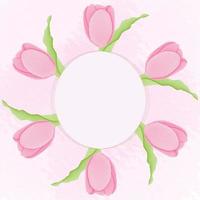 diseño de conjunto de flores y hojas de tulipán acuarela vector