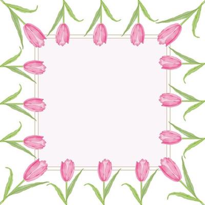 Watercolor tulip flower and leave set design
