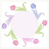 diseño de conjunto de flores y hojas de tulipán acuarela vector