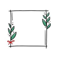 Chrirtmas floral frame with rectangle shape vector