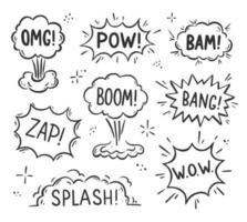 Hand drawn explosion speech bubble vector