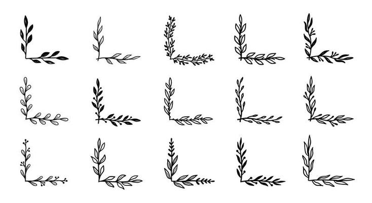 Corner flourish border set. Hand drawn