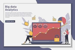 Big data analytics concept landing page illustration vector