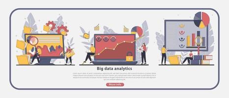 Big data analytics concept landing page illustration vector