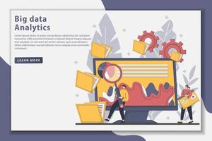 Big data analytics concept landing page illustration vector