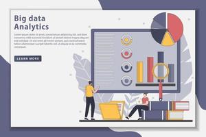 Big data analytics concept landing page illustration vector