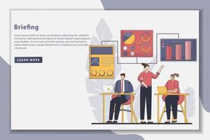 Teamwork Briefing landing page concept illustration vector