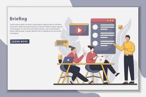 Teamwork Briefing landing page concept illustration vector