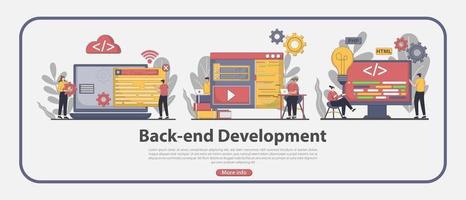 ilustración de concepto de página de destino de desarrollo de back-end vector