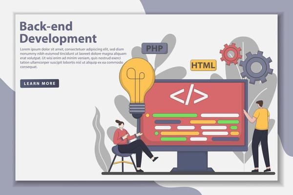 Back end development landing page concept illustration