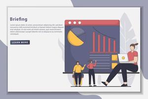 Teamwork Briefing landing page concept illustration vector