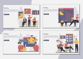 Teamwork Briefing landing page concept illustration vector