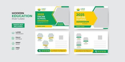 Creative and modern education admission postcard template vector