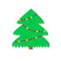 un simple árbol de navidad esponjoso como símbolo de un feliz año nuevo, una celebración divertida de las vacaciones de navidad. destellos de joyas ligeras. vector