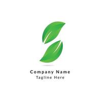Modern S Letter Leaf Branding Identity logo design vector Template