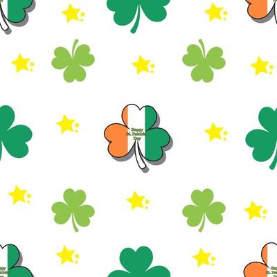 st patricks day seamless pattern with clover flag ireland and stars