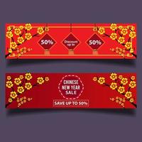 Chinese new year sale 2020 celebration template with blossoms for banner vector