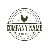 plantilla de diseño de logotipo de pollo rústico vintage vector