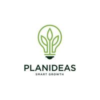 Growth Logo With Light Bulb and leaf tree Design Template vector
