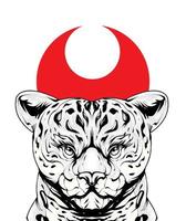 Jaguar Head With Japan Red Moon vector