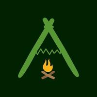 away tent camp vintage green logo vector icon symbol design