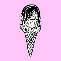dibujado a mano helado comida postre pasteles menú café restaurantes ilustración vector