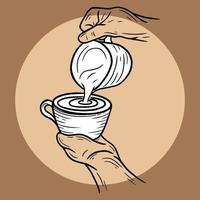 Hand Drawn Hold Coffee Cream beverage Dessert Shop Glass Cup Menu Cafe Restaurants illustration vector