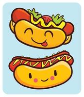 vector de dibujos animados divertidos personajes de hot dog