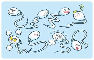 divertida colección de dibujos animados de personajes de esperma vector