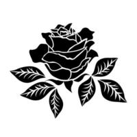 Rose flower. Black silhouette image as a design element isolated from white background. vector