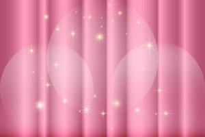 fondo rosa, escenario con cortina rosa, foco y estrellas.