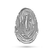 Fingerprint vector icons isolated on write with shadow. Biometric technology for person identity. Security access authorization system. Electronic signature. Black finger print. Easy to edit template.