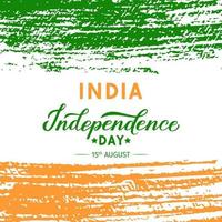 India Independence Day vector illustration. Indian holiday Celebration typography poster with brush stroke flag. Easy to edit template for banner, flyer, greeting card, invitation, etc.